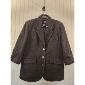GAP Vintage Women's Grey Wool Angora Blend Blazer Jacket 3-Button L/G  Cozy